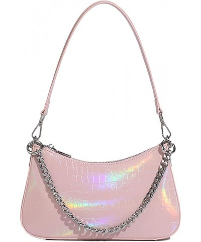 Women's Gradient Colorful Chain Underarm Handbag Shoulder Bag,Fashion Pu Leather Zipper Bag Handbag Tote Wallet Pink $26.99 S...