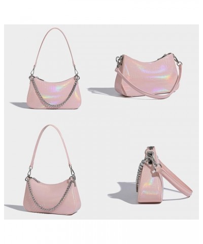 Women's Gradient Colorful Chain Underarm Handbag Shoulder Bag,Fashion Pu Leather Zipper Bag Handbag Tote Wallet Pink $26.99 S...