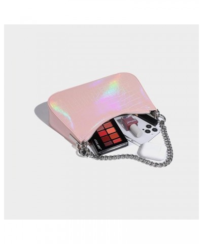 Women's Gradient Colorful Chain Underarm Handbag Shoulder Bag,Fashion Pu Leather Zipper Bag Handbag Tote Wallet Pink $26.99 S...