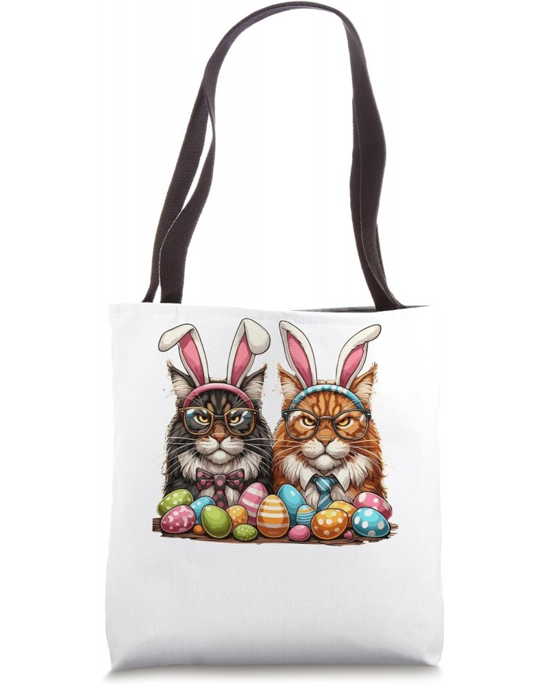 Cat Maine Coon Egg Hunting Easter Bunny Ears Farm Spring Tote Bag $9.60 Totes