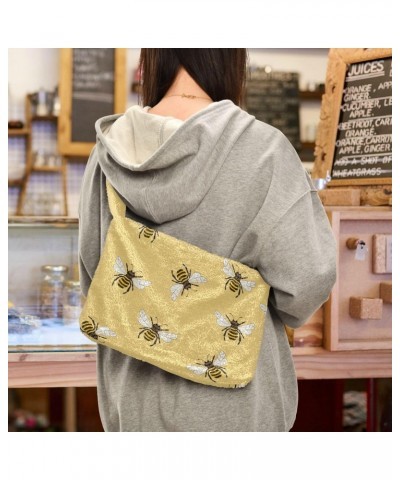 Women Boho Handbag Yellow Bees Underarm Bag Tote Bag Shoulder Bag Crossbody Bag Fluffy Cell Phone Purse Patriot Lady Travel P...