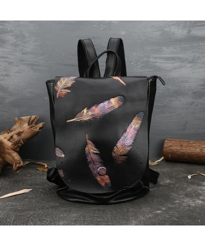 Women Genuine Leather Backpack Purse,Handmade Satchel for Women Handbag Shoulder Bag Tote Vintage Embossed Black $41.00 Totes