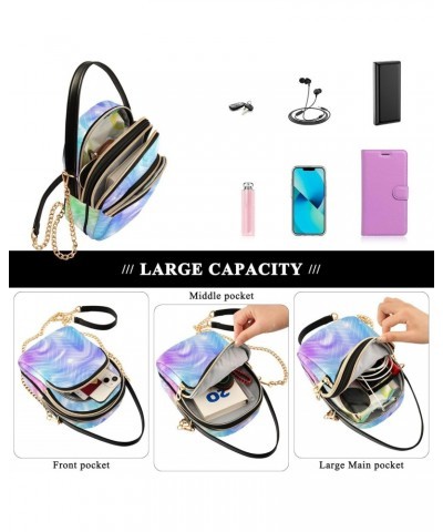 Rainbow with Stars Womens Sling Backpack Crossbody Chain Shoulder Bags Waist Packs Multipurpose Handbags for Travel Shopping ...