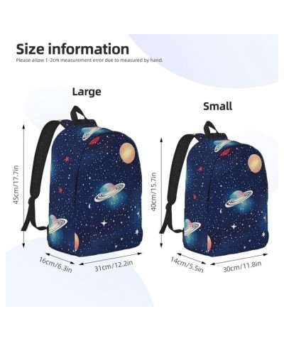 Starry Sky Universe Space Print Lightweight Travel Canvas Backpack Casual Daypack For Men Women Work, Sports, Beach Black Med...