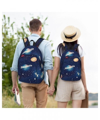 Starry Sky Universe Space Print Lightweight Travel Canvas Backpack Casual Daypack For Men Women Work, Sports, Beach Black Med...