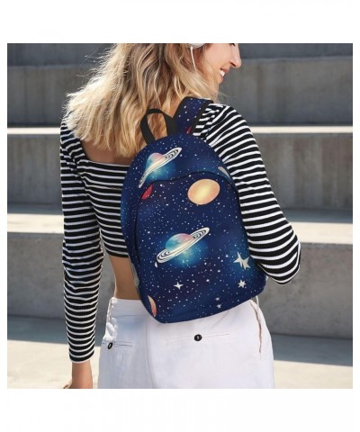 Starry Sky Universe Space Print Lightweight Travel Canvas Backpack Casual Daypack For Men Women Work, Sports, Beach Black Med...