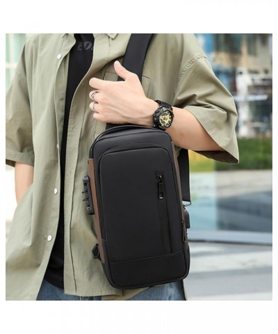 Anti-Thief Shoulder Bag with Password Lock Backpack Casual Crossbody Chest Bag Travel Sports Bag Fashion Sling Bag Black $10....