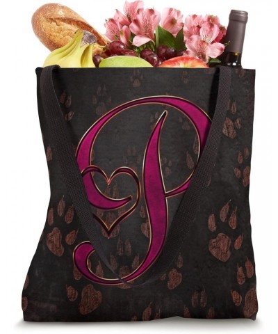 Paw Print Letter P Rose Pet Dog Cat Animal Heart Love Name Tote Bag $13.11 Totes