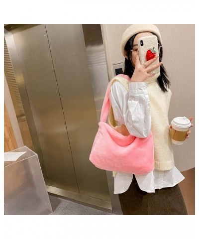 Women Girls Fluffy Plush Shoulder Bag Handbag Wallet Tote Bag for Autumn Winter (A) H $20.09 Totes