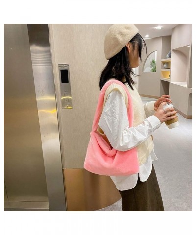 Women Girls Fluffy Plush Shoulder Bag Handbag Wallet Tote Bag for Autumn Winter (A) H $20.09 Totes