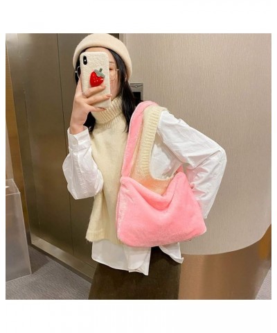 Women Girls Fluffy Plush Shoulder Bag Handbag Wallet Tote Bag for Autumn Winter (A) H $20.09 Totes