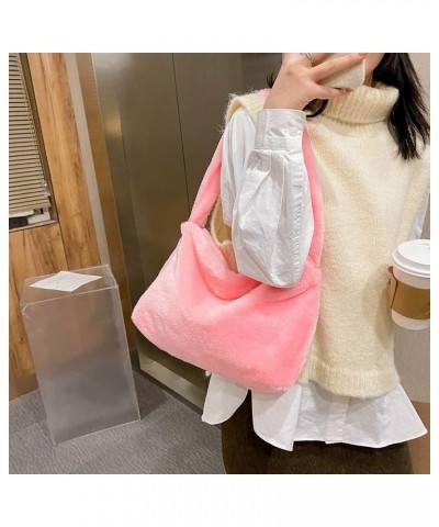 Women Girls Fluffy Plush Shoulder Bag Handbag Wallet Tote Bag for Autumn Winter (A) H $20.09 Totes