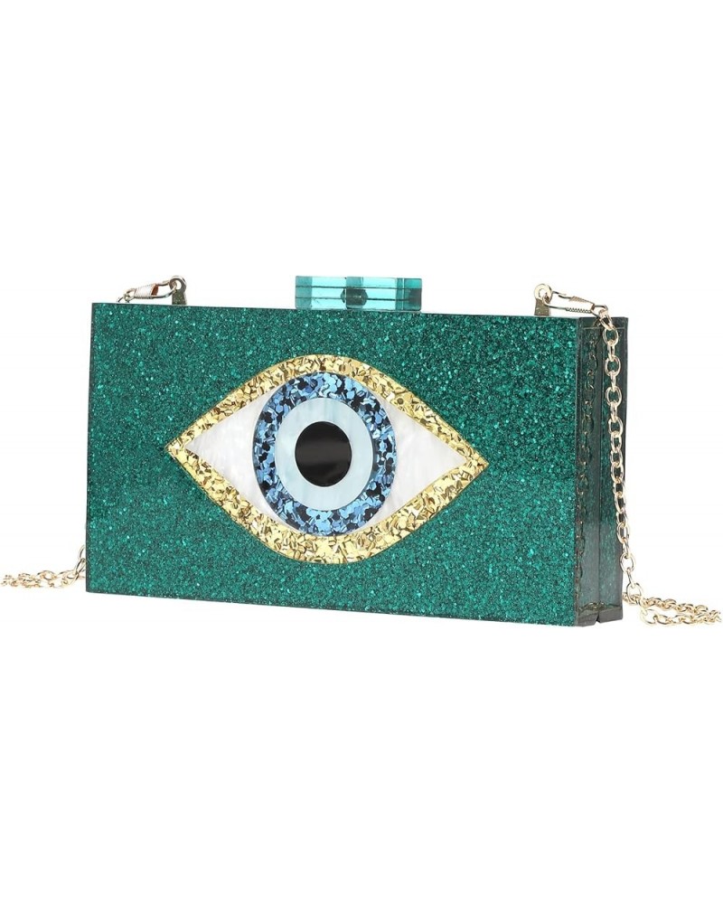 Clutch Purses for Women-Evil Eye Acrylic Clutch Glitter Purse Evening Bag Chain Shoulder Crossbody Handbags 5156-4 Green $13....