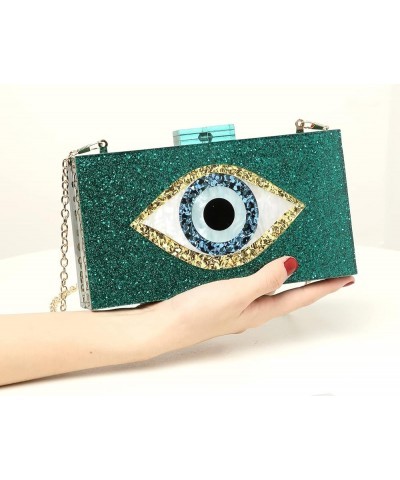 Clutch Purses for Women-Evil Eye Acrylic Clutch Glitter Purse Evening Bag Chain Shoulder Crossbody Handbags 5156-4 Green $13....