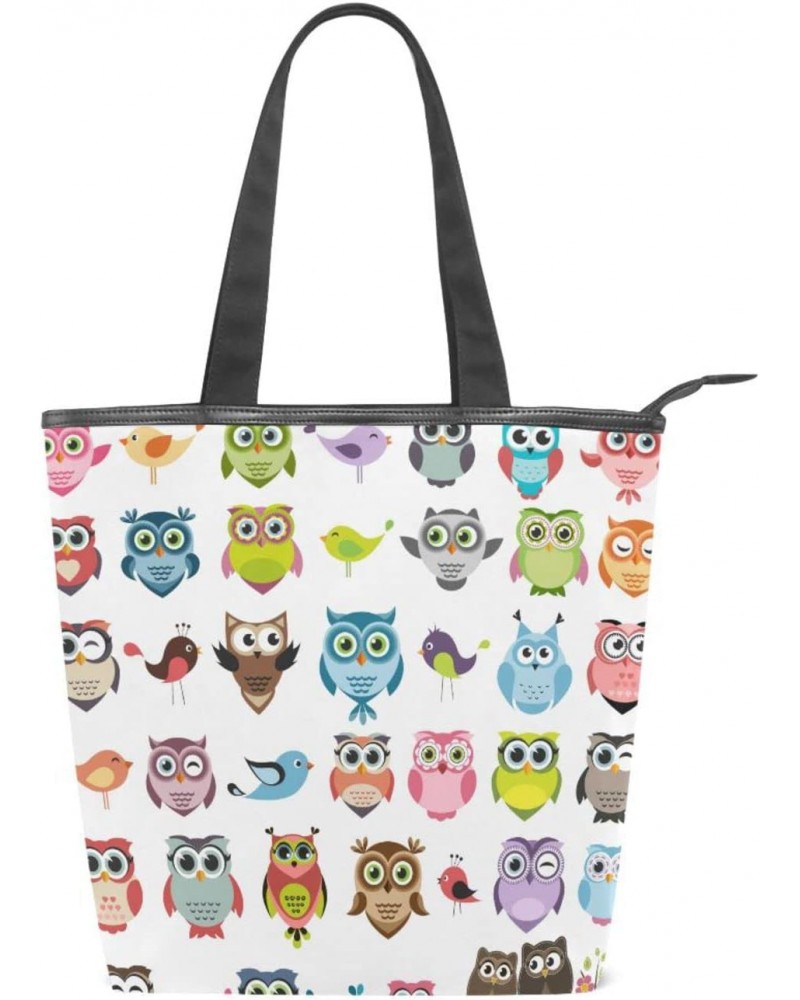 Tote Handbag for Women Tote Bag, Color Owls and Birds Canvas + leather Shoulder Bag, Hobo bag, Satchel Purse(229ut0c) $11.75 ...