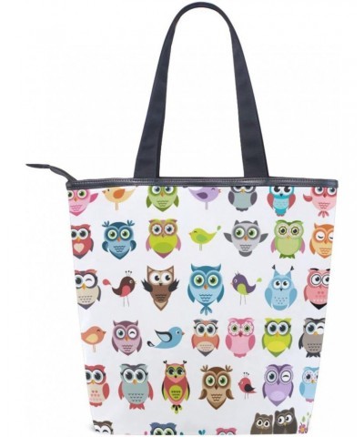 Tote Handbag for Women Tote Bag, Color Owls and Birds Canvas + leather Shoulder Bag, Hobo bag, Satchel Purse(229ut0c) $11.75 ...