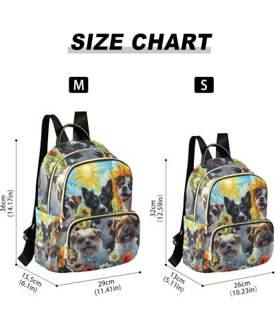 Quilted Backpacks Tropical Beach Pets Ladies Small Backpack Travel Backpack with Luggage Strap Dogs in a Field of Floral Smal...