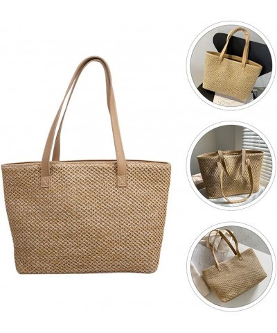 Summer Straw Bag Woven Shoulder Bag Large Capacity Tote Bag for Women Khaki $8.56 Shoulder Bags