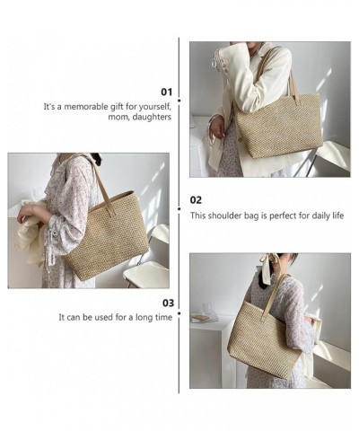 Summer Straw Bag Woven Shoulder Bag Large Capacity Tote Bag for Women Khaki $8.56 Shoulder Bags