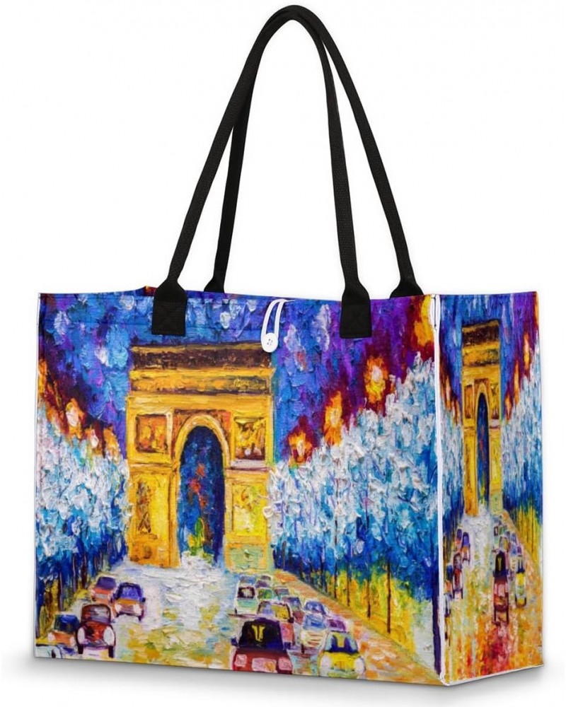 Arc De Triomphe Paris Cute Tote Bag with Digital Printing | Multi-Surface Design | Interior Pockets & Exterior Buttons | Idea...