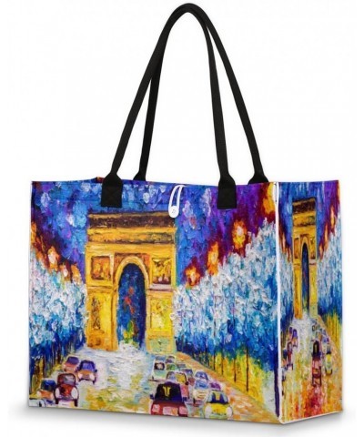 Arc De Triomphe Paris Cute Tote Bag with Digital Printing | Multi-Surface Design | Interior Pockets & Exterior Buttons | Idea...