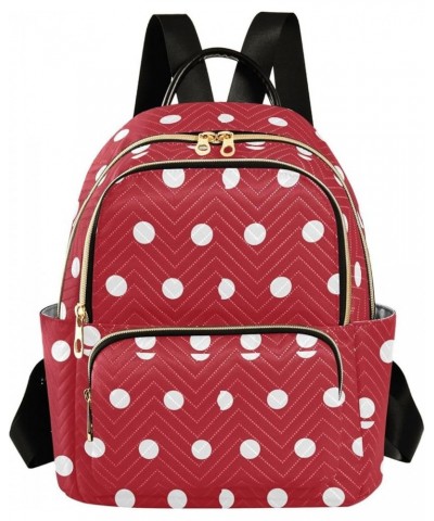 White Polka Dots on Red Women Backpack Purse Shoulder Bag Color Medium $16.17 Backpacks