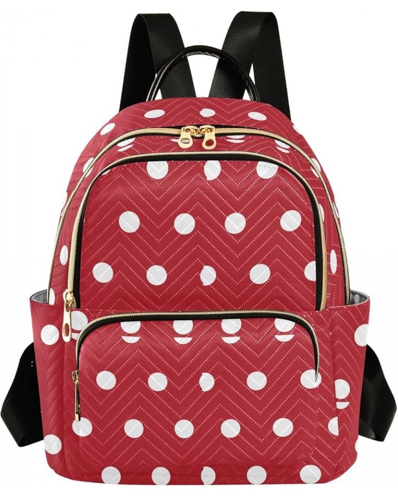 White Polka Dots on Red Women Backpack Purse Shoulder Bag Color Medium $16.17 Backpacks