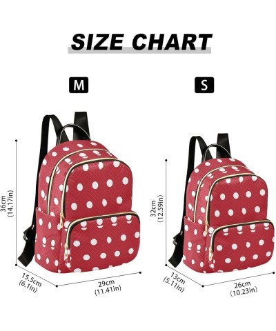 White Polka Dots on Red Women Backpack Purse Shoulder Bag Color Medium $16.17 Backpacks