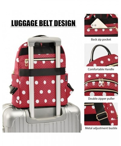 White Polka Dots on Red Women Backpack Purse Shoulder Bag Color Medium $16.17 Backpacks