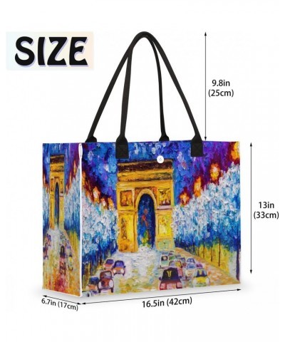 Arc De Triomphe Paris Cute Tote Bag with Digital Printing | Multi-Surface Design | Interior Pockets & Exterior Buttons | Idea...