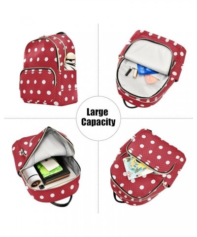 White Polka Dots on Red Women Backpack Purse Shoulder Bag Color Medium $16.17 Backpacks