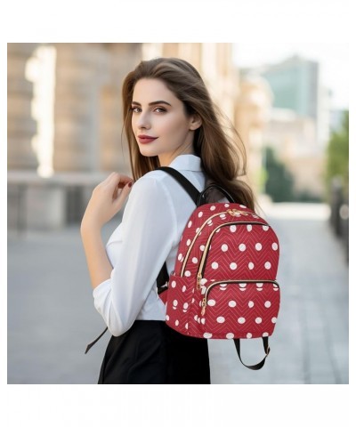 White Polka Dots on Red Women Backpack Purse Shoulder Bag Color Medium $16.17 Backpacks