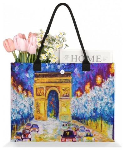 Arc De Triomphe Paris Cute Tote Bag with Digital Printing | Multi-Surface Design | Interior Pockets & Exterior Buttons | Idea...