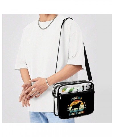 Samoyed-vintage-print Clear Crossbody Shoulder Purse Bag for Men Women, Stadium Clear Messenger Bag Style-2 $10.75 Crossbody ...