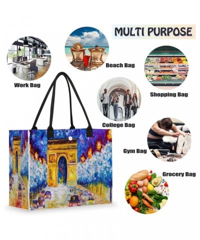 Arc De Triomphe Paris Cute Tote Bag with Digital Printing | Multi-Surface Design | Interior Pockets & Exterior Buttons | Idea...