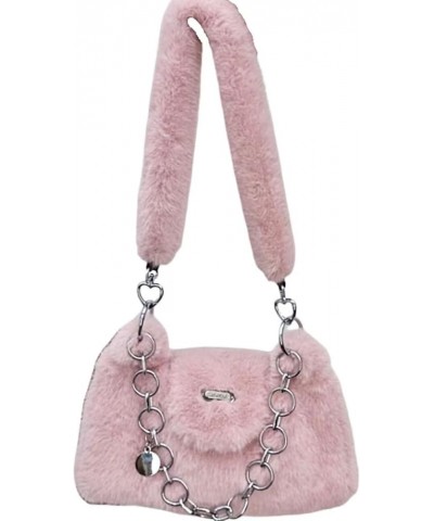 Fluffy Underarm Bag Soft Cloud Bag Cute Furry Purse Handbags with Chain Fluffy Fuzzy Shoulder Bag for Women Girls Pink $12.90...