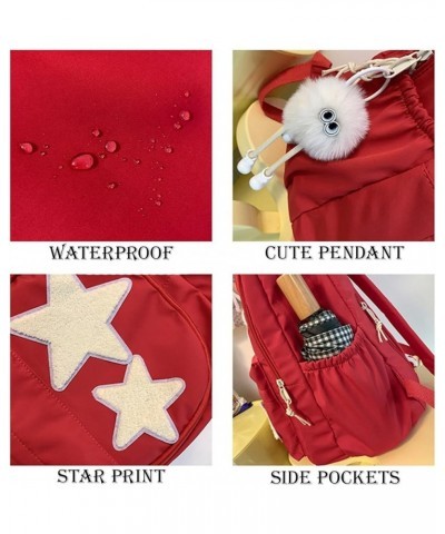 Kawaii Backpack with Cute Accessories Stars Y2K Aesthetic Backpack with Plush Pendenat Grunge 10-12 Daypack (Red) Red $29.96 ...