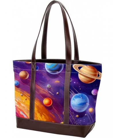 The Tote Bag For Women,Tote Bag With Zipper,Canvas Tote Bag,Bright Planets of Solar System Handbags $22.42 Totes