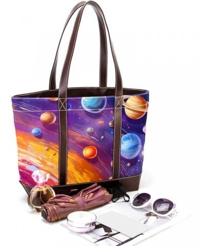 The Tote Bag For Women,Tote Bag With Zipper,Canvas Tote Bag,Bright Planets of Solar System Handbags $22.42 Totes