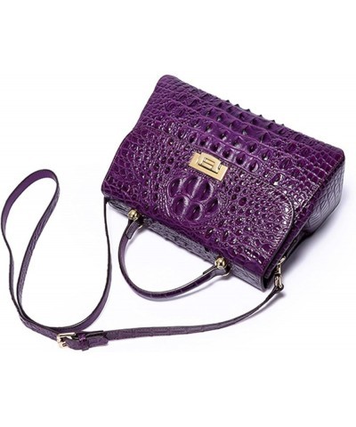 Crocodile Pattern Top-Handle Bag For Women Hand Made Genuine Leather Purses Satchel Shoulder Bag With Detachable Long Strap P...