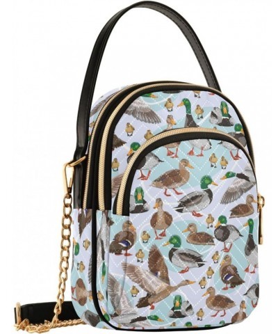 Mallard Ducks Crossbody Bags for Women Quilted Shoulder Bag Handbag with Chain Strap Trendy Cross Body Cell Phone Crossbody P...