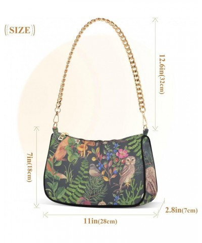 Forest Animals Plants Fashion Quilted Crossbody Bag for Women Shoulder Evening Purse with Gold Chain & Smooth Zipper Shoulder...