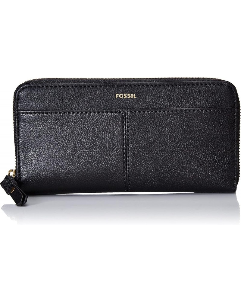 Women's Tara Leather Zip Around Clutch Wallet for Women Black $33.04 Clutches