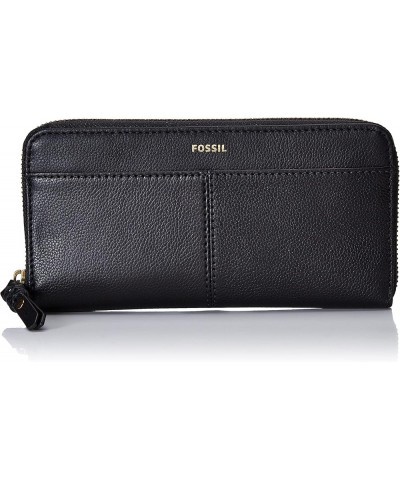 Women's Tara Leather Zip Around Clutch Wallet for Women Black $33.04 Clutches