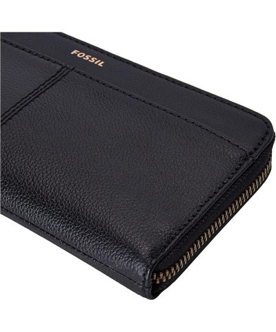 Women's Tara Leather Zip Around Clutch Wallet for Women Black $33.04 Clutches