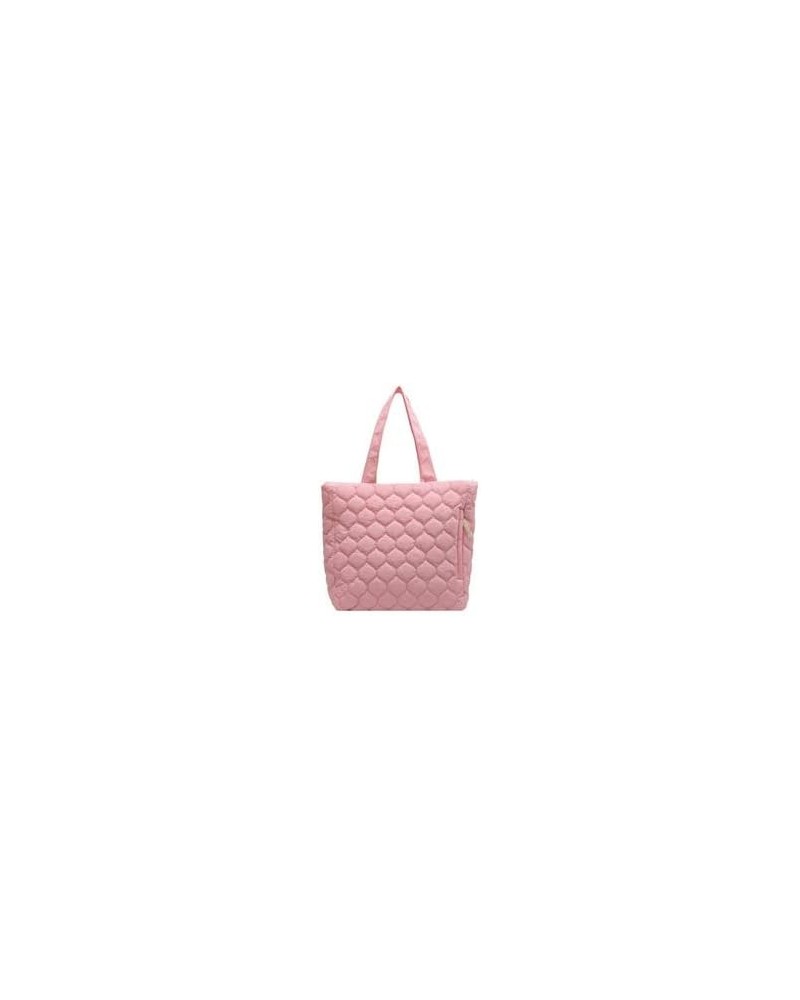 Women Quilted Causal Tote Bags Lightweight Sweet Cute Simple Shoulder Handbags Solid Hobo Pink $32.66 Totes