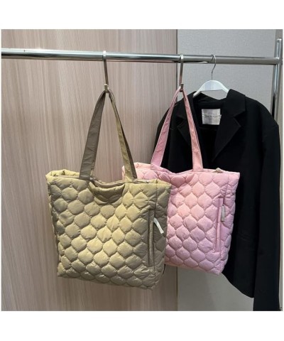 Women Quilted Causal Tote Bags Lightweight Sweet Cute Simple Shoulder Handbags Solid Hobo Pink $32.66 Totes