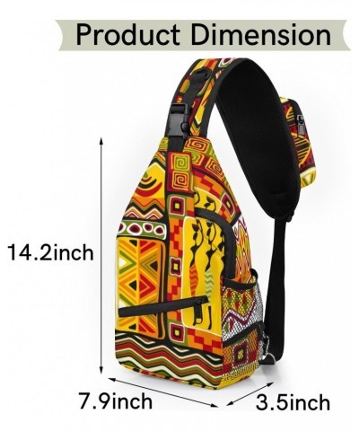 African Women Geometric Print Sling Crossbody Bag for Women Men, Sling Backpack Travel Hiking Casual Daypack Chest Bag Purse ...