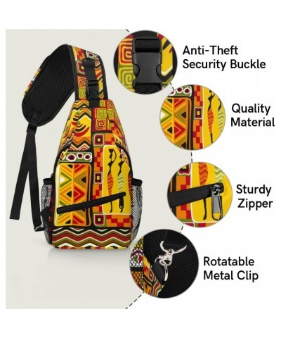 African Women Geometric Print Sling Crossbody Bag for Women Men, Sling Backpack Travel Hiking Casual Daypack Chest Bag Purse ...