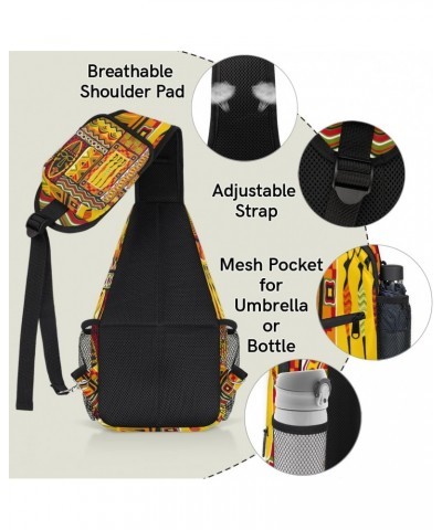 African Women Geometric Print Sling Crossbody Bag for Women Men, Sling Backpack Travel Hiking Casual Daypack Chest Bag Purse ...